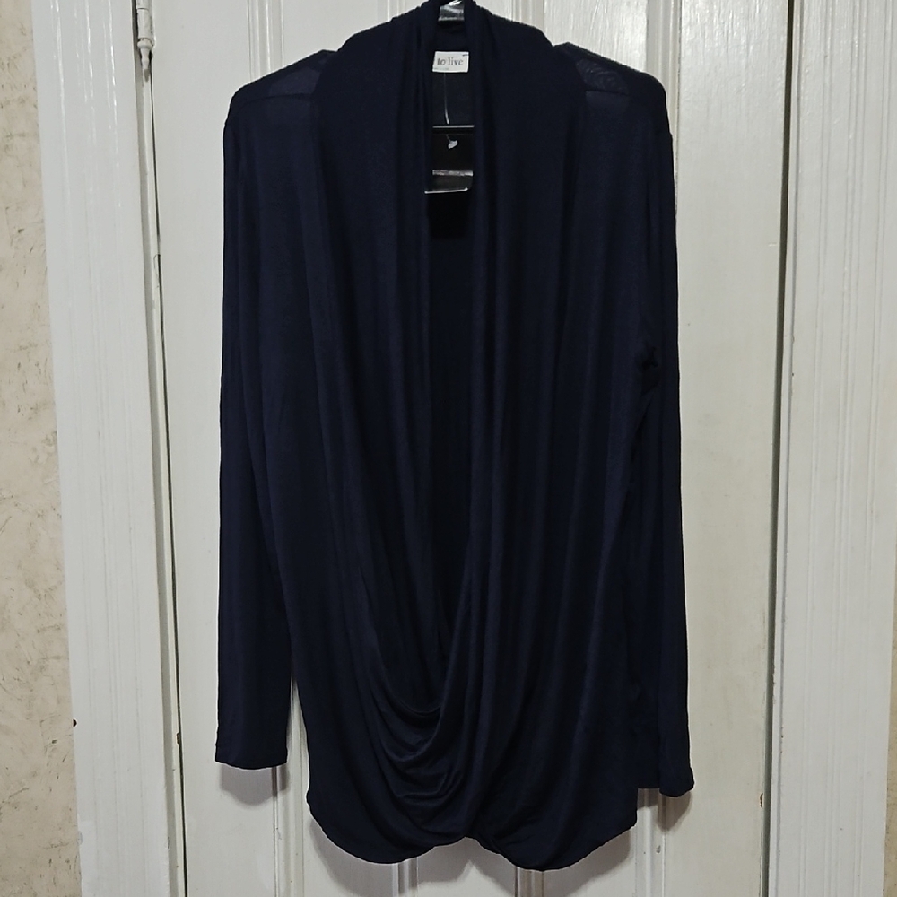 Free to Live Long Sleeve Nursing Top Lightweight Cardigan Navy XL NWT